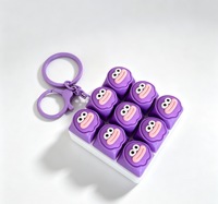 HMJ 3*3 Fidget Clicker Porte-clés en silicone, clavier sensoriel de dessin animé, jouet anti-stress tactile pour adultes et enfants, TDAH, autisme
