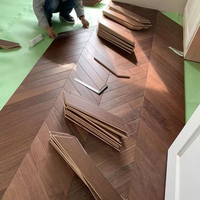 Suelo de Madera Chevron de Nogal Negro Americano, Parquet Chevron de Madera de Teca de Birmania, 45-60 Grados