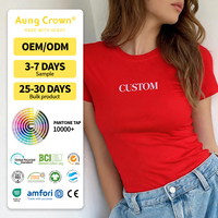 T-shirts personnalisés en gros pour femmes, avec impression et design graphique, col rond, coupe ajustée, manches courtes, extensibles, t-shirts vierges