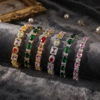 Pulsera de tenis Mylove personalizada de latón chapado en oro con circonitas de colores, joyería de eslabones de arcoíris de formas mixtas, para bodas, venta al por mayor y a granel