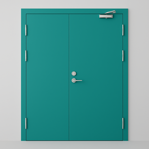 Stile di Design industriale <span class=keywords><strong>porta</strong></span> tagliafuoco in acciaio zincato blu con garanzia di 5 anni per il centro commerciale appartamento ospedale e Hotel antincendio - Product Image 1