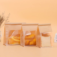 Sac de pain grillé en tranches à bord roulé en fil croustillant Sac d'étanchéité à huit côtés Sac alimentaire en papier kraft autoportant