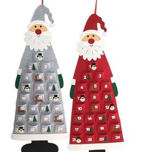 Calendrier de l'Avent en feutre polyester avec poches, décoration murale de Noël, 24 jours, décorations de porte de Noël réutilisables - Product Image 4