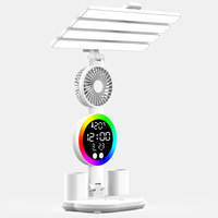 Lampu Meja LED Isi Ulang Lipat dengan Jam Digital Tempat Pena dengan Lampu Atmosfer Tampilan Kalender Tanggal
