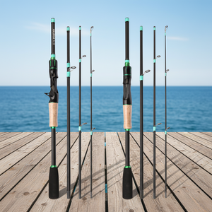 Canne à pêche en fibre de verre à 4 sections (1,6/2,1 m) avec poignée composite EVA pour la pêche au bar en mer, lancer et spinning, pêche en bateau océanique - Product Image 6