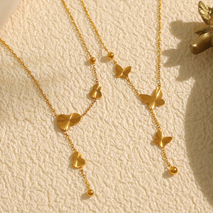 Collier à pampilles papillon en alliage de zinc doré, pendentif en chaîne, bijoux à la mode pour femmes, cadeau XL314 XL315 - Product Image 1