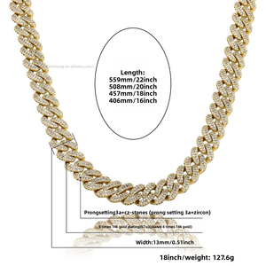 Hip Hop Full Encryption Rhombus <b>Chain</b> Copper Unisex European American Hot Sale <b>Cross</b>-border New Street - Product Image 4