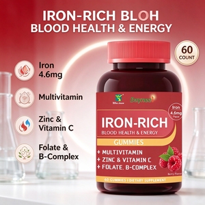 OEM Private Label Eisenreiche Gummibärchen Multivitamin Zink Vitamin C Folat-Komplex zur Unterstützung der Blutgesundheit Energie-Ergänzungsmittel Gummibärchen - Product Image 1