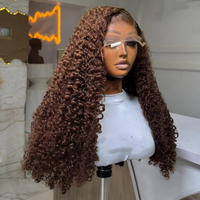Densité Élevée 250% Vente en Gros # Extensions de cheveux vierges Remy de qualité supérieure, 4 mèches, couleur brun chocolat, boucles birmanes, double épaisseur, cuticules alignées, petite dentelle
