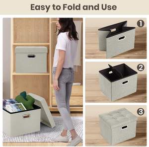 <span class=keywords><strong>Banc</strong></span> <span class=keywords><strong>de</strong></span> <span class=keywords><strong>rangement</strong></span> en tissu moderne <span class=keywords><strong>de</strong></span> 17 pouces avec tabouret <span class=keywords><strong>de</strong></span> poitrine court au <span class=keywords><strong>design</strong></span> chinois pouf <span class=keywords><strong>de</strong></span> chambre pliant avec poignées - Product Image 6