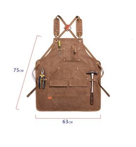 Delantal de trabajo pesado de lona para hombres y mujeres, delantal con lazo, múltiples bolsillos, para Chef, tienda, cruzadas con correas ajustables - Product Image 6