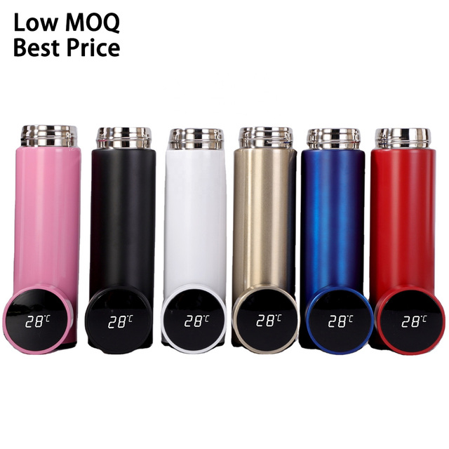 Factory Customizable Double Wall Stainless Steel Thermos Smart Water Bottle LED Temperature Time Marker Reminder Vacuum Flask