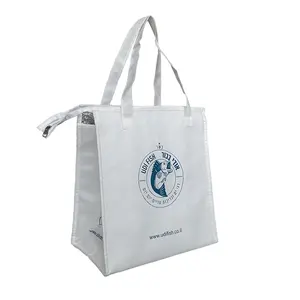 Custom Grande Capacidade Sea food Almoço Picnic Camping Cooler Bag com Zip Não tecido Food Delivery Cooler Sacola