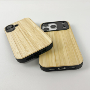 Coque mobile personnalisée en bois pour Iphone13 14 15 16 17 Pro matériau en bois véritable Design de luxe cadre Invisible coque de téléphone Android - Product Image 5