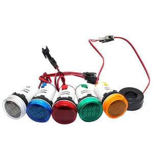 Lampu Indikator LED CE Lampu Merah Biru 22Mm, Lampu Digital Voltmeter Voltase Ammeter Lampu Pilot Ampermeter