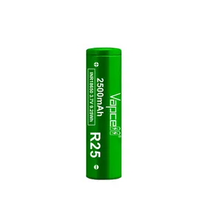 VapCell INR18650 2500mAh R25 20a CDR /35a MAX vs 1865025r 18650 3.7V li lon batteria ricaricabile