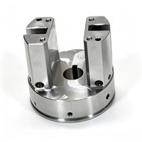 Komponen Fixture Dua-Cakar Aluminium Kustom, Presisi Tinggi, Hasil Mesin CNC, Pemesinan Mikro, Bore untuk Mesin Bubut