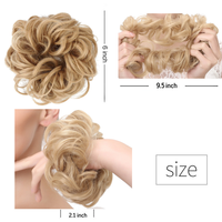 Moño de pelo sintético, coleta despeinada rizada, banda elástica para el pelo, postizo para mujer, horquillas, negro, marrón