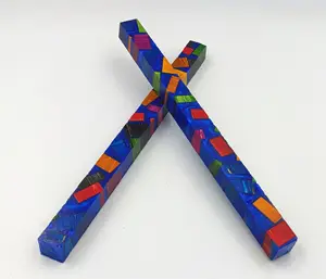 Kits de stylos vierges en résine acrylique époxy tige en plastique de conception de mosaïque de Style marocain vif pour la fabrication de poignée de couteau de bricolage