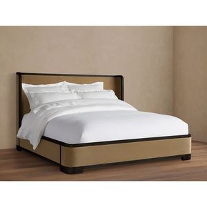 Base de Cama Moderna de Madera Maciza Tapizada en Tela Suave con Cabecera Curva - Product Image 2