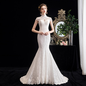 שרוול לטאטא רכבת תחרה Applique שרוכים בת ים חתונת שמלת כלה שמלת כלה שמלה מזדמן שמלות נשים קיץ כדור שמלת - Product Image 1