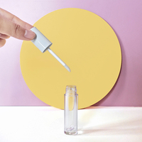 Tube de brillant à lèvres transparent avec capuchon à vis en plastique de 5 ml, sérigraphie/estampage à chaud, couvercle or rose, vente en gros d'usine