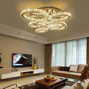 Nuevo diseño cabezas de lujo candelabros de acero inoxidable sala de estar regulable LED cristal círculo luz de techo - Product Image 3