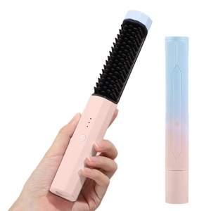 Wireless Hair Straightening Comb Rechargeable Straightener Curler <b>Heat</b> Curling Brush Straightener and Curler Brush Comb - Product Image 1