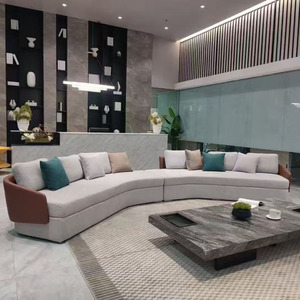 Gesinterde Stenen Tafelcombinatie Bankstel Banenset Commerciële Moderne Luxe Lobby Ontvangstmeubilair Bankstel Gebogen Bank - Product Image 2