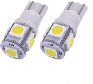 Raych T10楔形5SMD 5050白色发光二极管灯泡W5W 2825 158 192 168 194内部阅读圆顶地图货物行李箱门灯