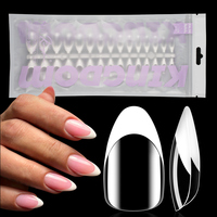 Nail Kingdom-Lot de 15 tailles, 120 pièces, gel doux blanc, à presser et gel X Coat, couverture complète, pointes d'amande