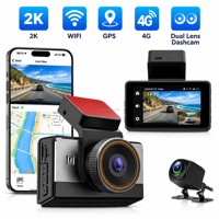 Nouveau Wifi Gps 2K Dash Camera 4g Carte Sim Voiture Dvr Voiture Boîte Noire Avant et Arrière Double Objectif Wifi Gps 2k Dashcam 4g 2k Dash Cam