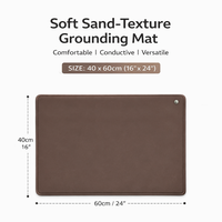 Tapis de mise à la terre en cuir PU marron, texture sable douce pour la peau, coussin conducteur pour bureau, sol ou espace de travail, concentration et bien-être