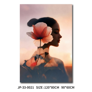 Peinture sur toile de femme avec couronne florale - Portrait féminin avec fleurs pour décoration bohème - Product Image 3