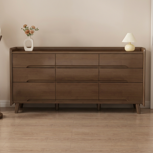 Midcentury Modern Solid <b>Wood</b> Dresser 9 Drawers Storage Cabinet Living Room Furniture Sideboard Drawer <b>Unit</b> Home Organizer - Product Image 1
