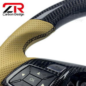 Volant sport en cuir véritable personnalisé en fibre de carbone pour Mercedes Benz <span class=keywords><strong>AMG</strong></span> W204 W205 W212 W213 W217 W218 - Product Image 4