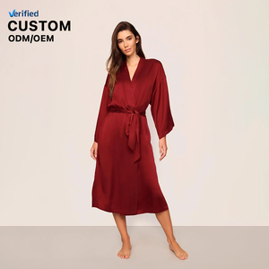 Wholesale <strong>Women</strong> High Quality Elegant <strong>Robes</strong> Soft Satin Sleeve Bathrobe <strong>Women's</strong> Sexy Lace Wear Ladies Pajamas Camisole <strong>Robe</strong> Set - Product Image 4