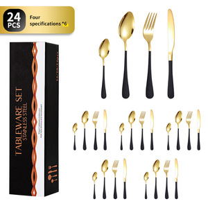 Juego de cubiertos de acero inoxidable de 24 piezas, 6 juegos de 4 piezas de cuchillo, tenedor y cuchara, vajilla para catering y regalos - Product Image 1