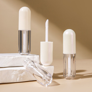 Tubo vacío de vidrio transparente redondo personalizable con tapón de rosca para brillo de labios Embalaje cosmético de aceite labial - Product Image 2