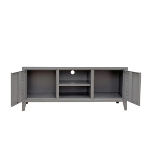 Mobile TV in Metallo dal Design Moderno, Mobile in Acciaio con 2 Ante, <span class=keywords><strong>Vetrina</strong></span> Porta TV per <span class=keywords><strong>Soggiorno</strong></span> - Product Image 4