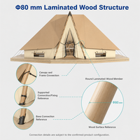 Luxury Glamping Safari Tent with 80mm Glulam Wooden Frame & 850g PVC Cover Double Bedroom for Resort Camp YX-12