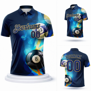 Camiseta Polo Deportiva de Manga Corta, Diseño Suave, Premium, Ligera, de Secado Rápido, Absorbe la Humedad, Protección UV, Personalizada para Billar - Product Image 2
