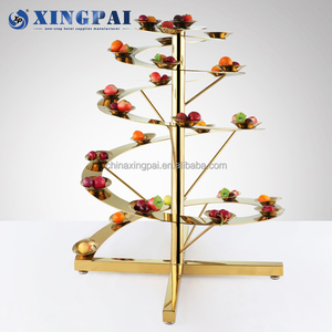 XINGPAI Catering Decorations Buffet Luxury Arab Gold Dessert Cake <strong>Stand</strong> Rotating Buffet <strong>Food</strong> Display <strong>Stands</strong> - Product Image 2