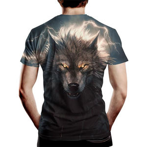 Camiseta Deportiva Personalizada con Logotipo, de Alta Calidad, en Poliéster y Elastano, con Estampado Animal 3D de Lobo y Rayo, Sublimación Completa - Product Image 2