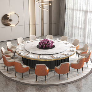 Hotel Suite Luxury Dining <b>Table</b> Set With Lazy VIP Room Smart Big Marble Round Chairs Round Dining <b>Table</b> With Chairs - Product Image 6