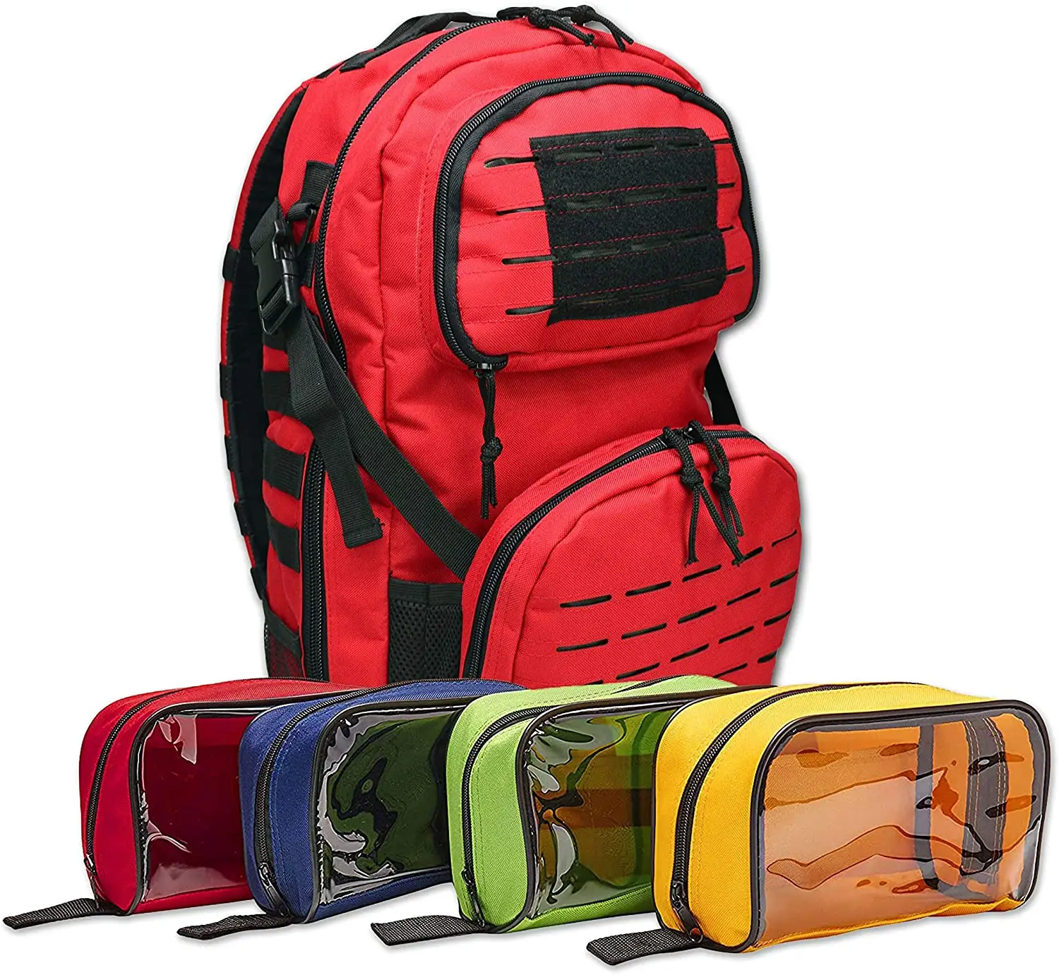 Premium Stocked Tactical EMS/EMT Trauma First Aid Responder Medical Kit Backpack  Red