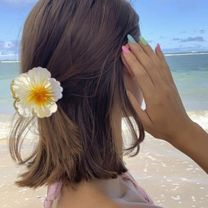 Fermaglio per capelli a cuore riccio con fiore, novità estiva per vacanze al mare, clip di alta qualità in plastica, dolce e raffinato, per Europa e Stati Uniti - Product Image 3