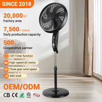 Ventilateur sur pied électrique 65W à 6 pales de 18 pouces, avec écran LED et télécommande intelligente, prix usine