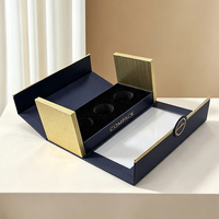 Boîte d'emballage de parfum de luxe personnalisée avec fenêtre en PVC, boîte rigide en papier unique à ouverture pliante avec estampage doré pour coffrets