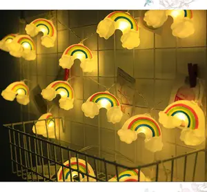 Luz de corda branca quente para decoração infantil arco-íris e nuvem LED